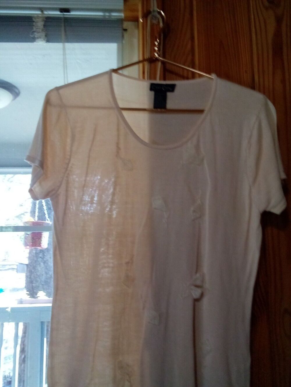 C' Est City Silk Women's XL Ivory Short Sleeve Shirt